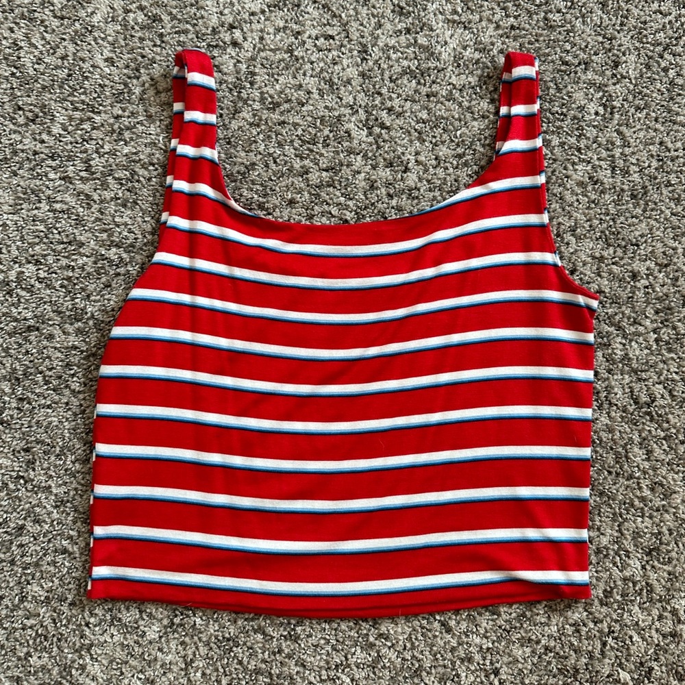 Kendall & Kylie Stripped Crop Tank Top